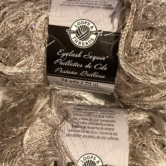 Blue & Taupe Eyelash Yarn + 1 Knit Picker Mending Knitting Crochet Skein - Picture 2 of 5